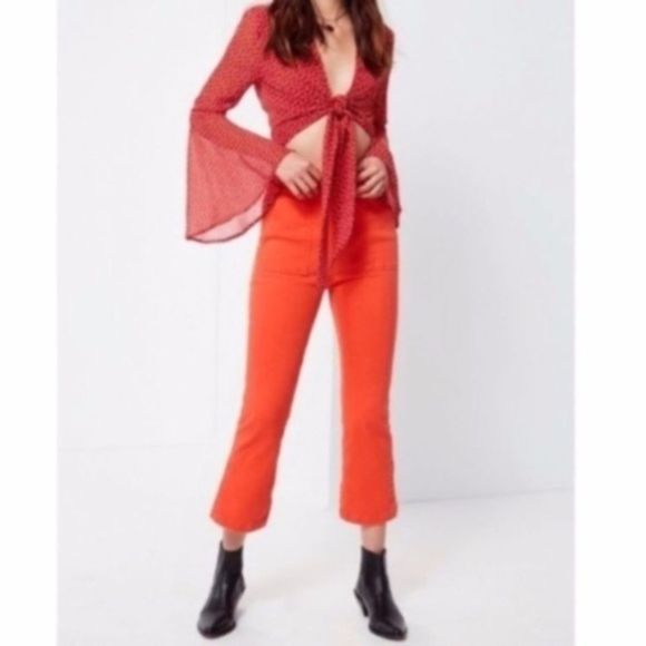 BDG Denim - BDG | Cropped Kick Flare Orange High Waist Pants